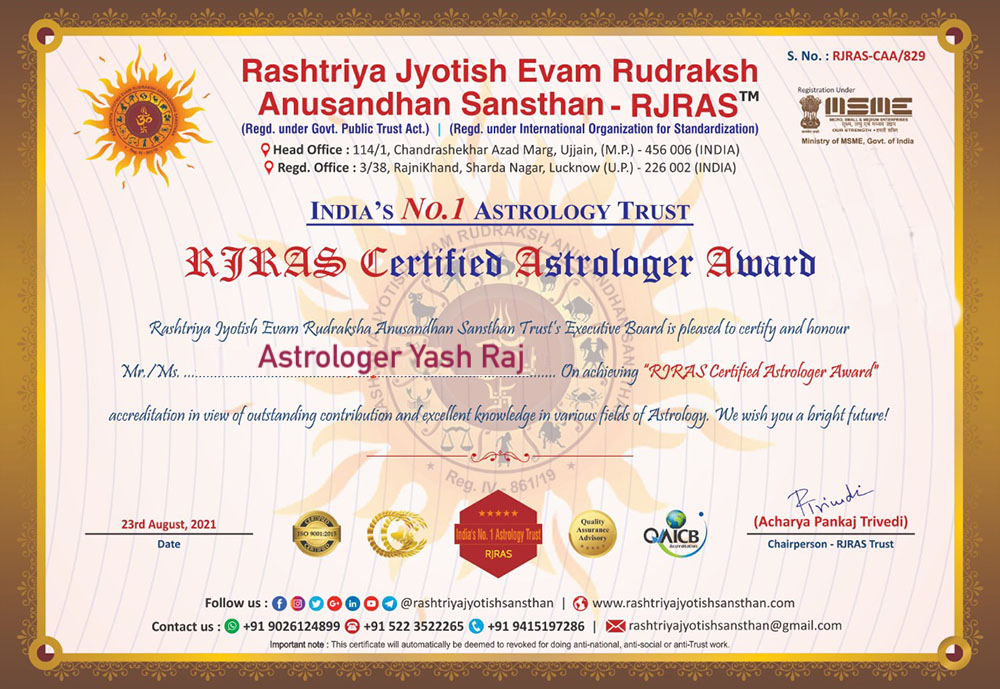 Astrologer Yash Raj Ji +91-8360254695